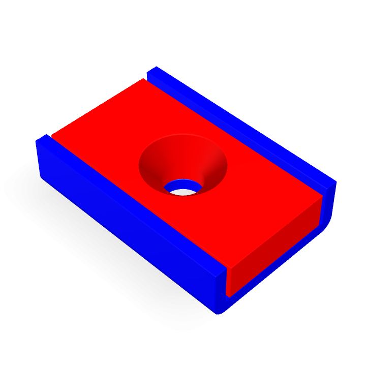 Cap Neodymium Square Countersunk 20mm x 13.5mm x 5mm /M3