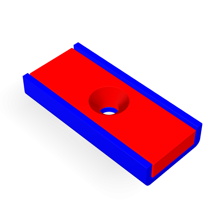 Cap Neodymium Square Countersunk 30mm x 13.5mm x 5mm /M3