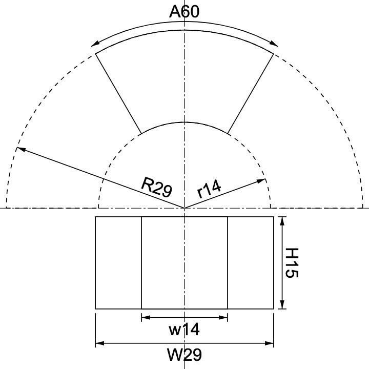 Neodymium R29mm X r14mm X H15mm X A60rad