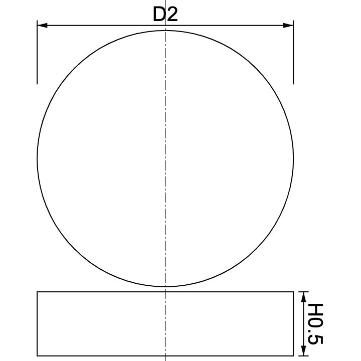 Neodymium Disc Magnet Φ2.0mm Drawing