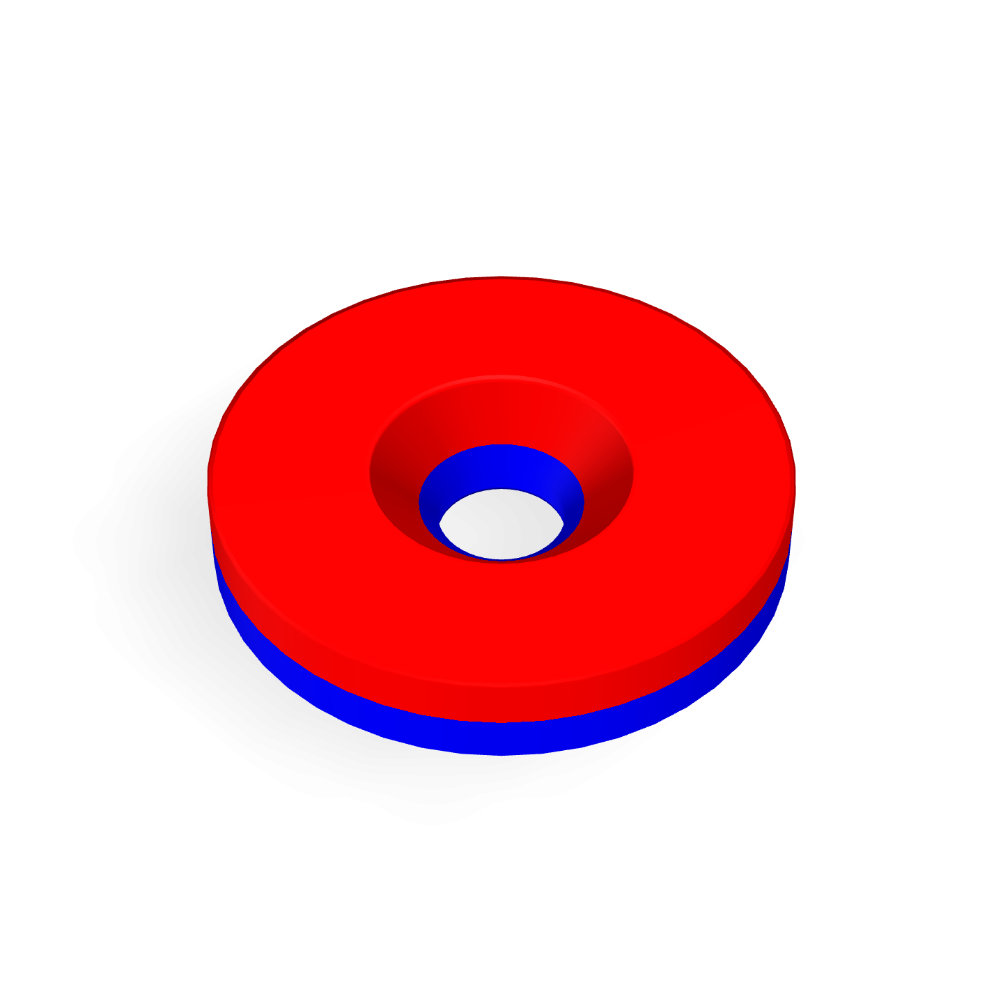 Neodymium Disc Magnet with Countersunk Hole Φ24mm x Φ5.3mm x 4mm /M5 Polarity