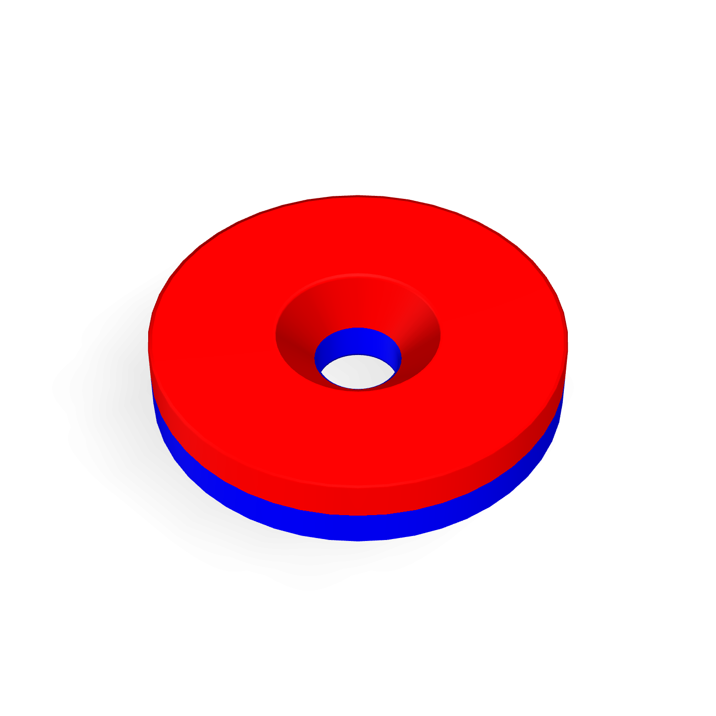 Neodymium Disc Magnet with Countersunk Hole Φ22mm x Φ4.3mm x 4mm /M4 Polarity