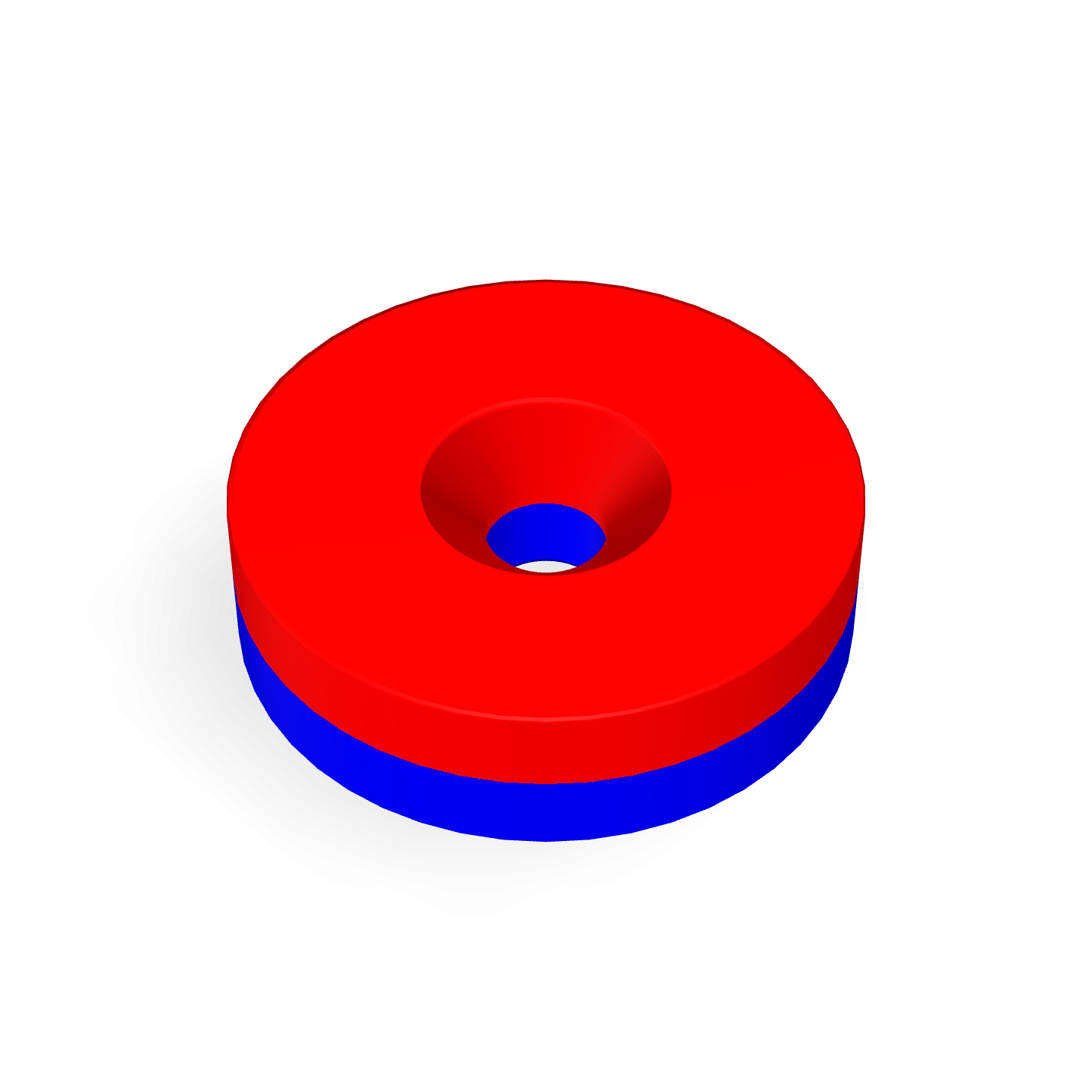 Neodymium Disc Magnet with Countersunk Hole Φ22mm x Φ4.3mm x 6mm /M4 Polarity