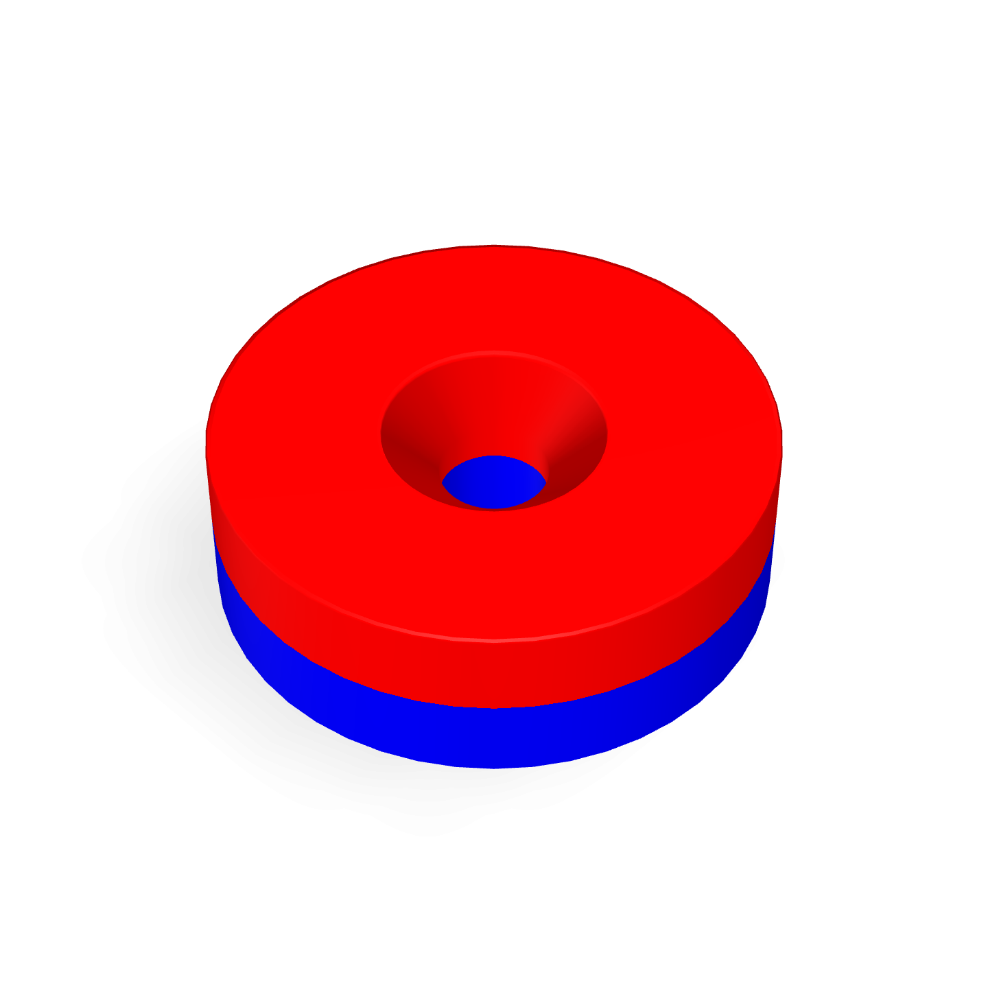 Neodymium Disc Magnet with Countersunk Hole Φ22mm x Φ4.3mm x 7mm /M4 Polarity