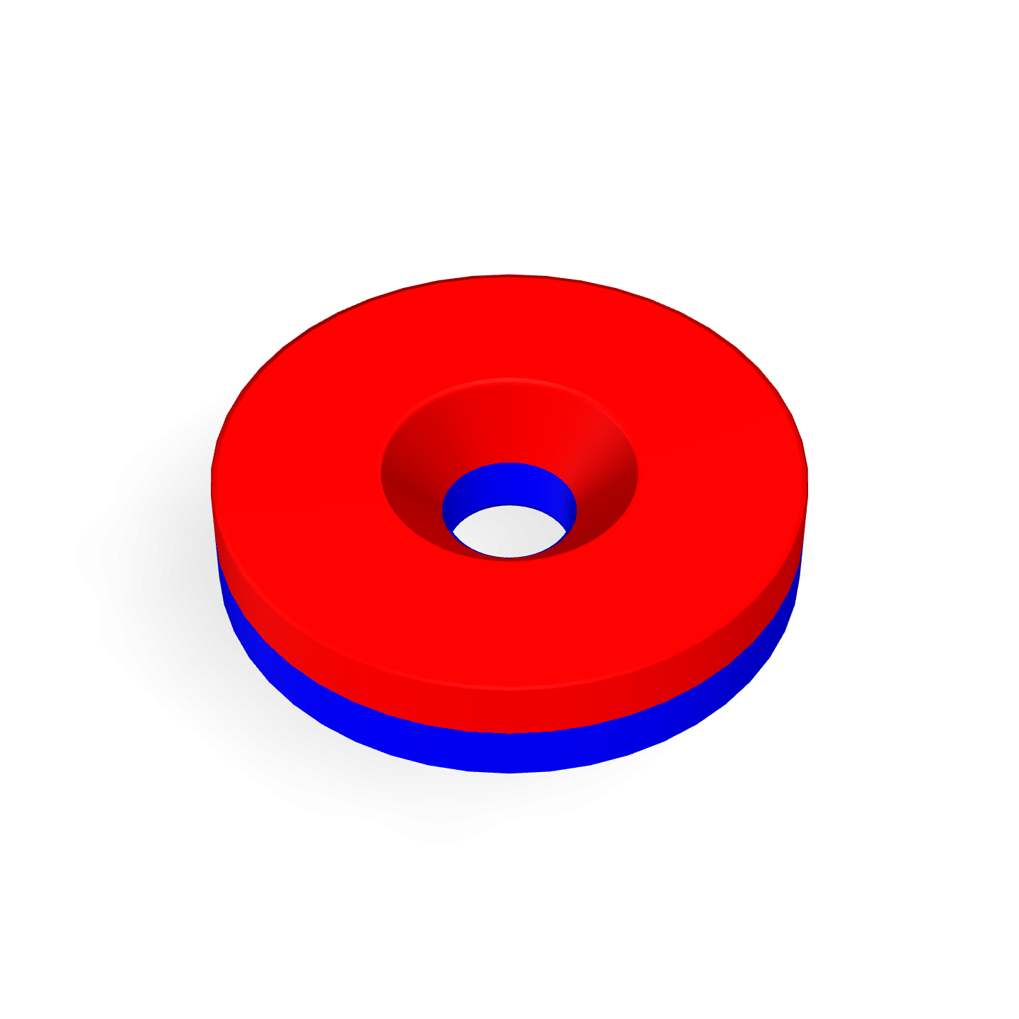 Neodymium Disc Magnet with Countersunk Hole Φ25mm x Φ5.3mm x 5mm /M5 Polarity