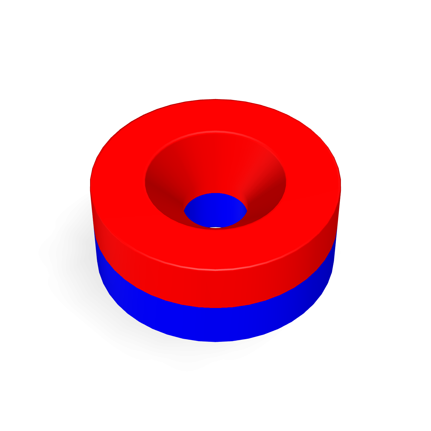 Neodymium Disc Magnet with Countersunk Hole Φ12mm x Φ3.2mm x 5mm /M3 Polarity