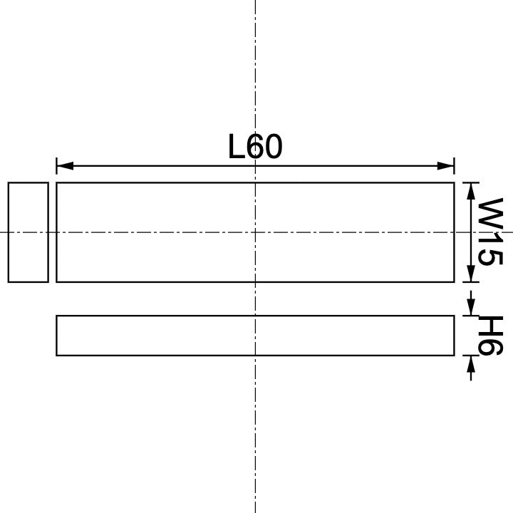 Neodymium Block Magnet 60mm X 15mm X 6mm Drawing