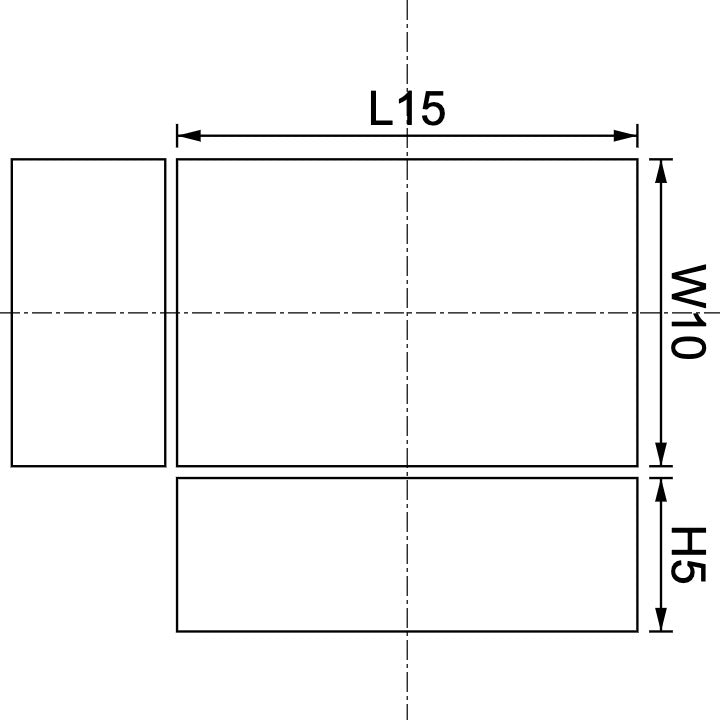 Neodymium Block Magnet 15mm X 10mm X 5mm Drawing