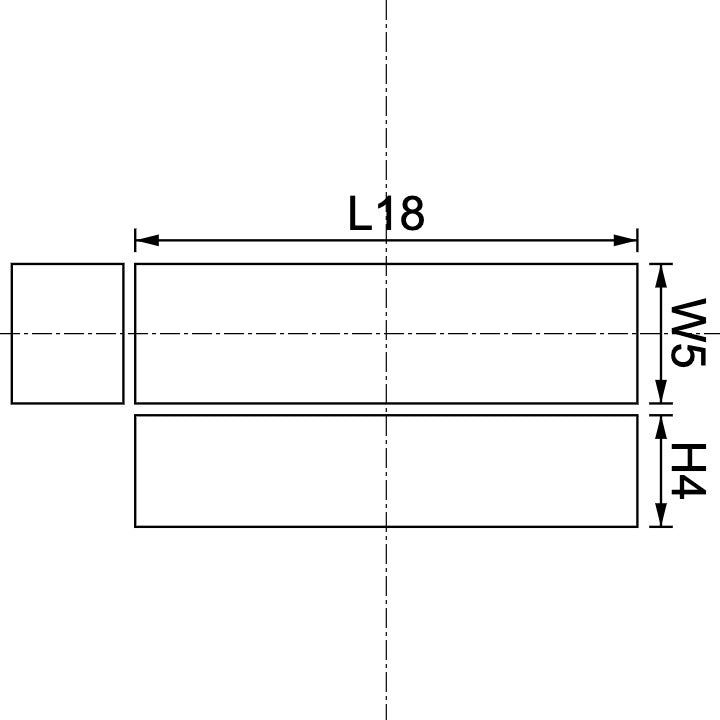 Neodymium Block Magnet 18mm X 5mm X 4mm Drawing