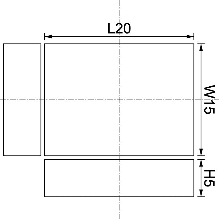 Neodymium Block Magnet 20mm X 15mm X 5mm Drawing