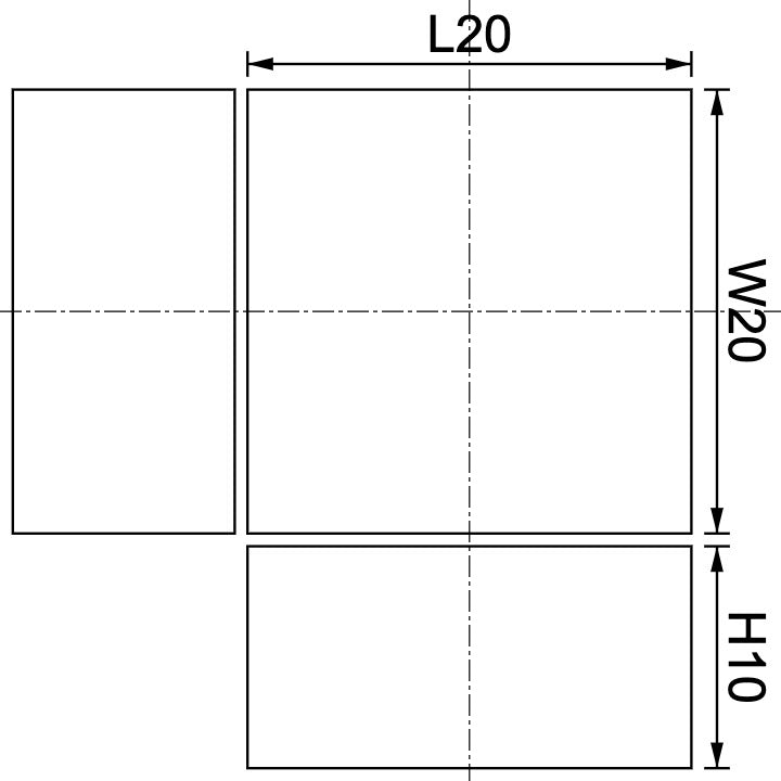 Neodymium Block Magnet 20mm X 20mm X 10mm Drawing