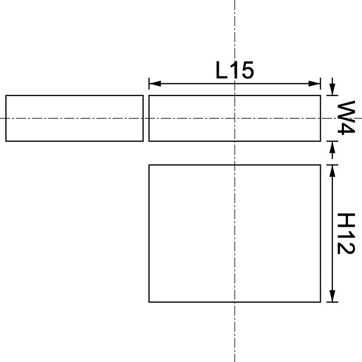 Neodymium Block Magnet 15mm X 4mm X 12mm Drawing