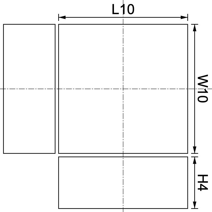 Neodymium Block Magnet 10mm X 10mm X 4mm Drawing