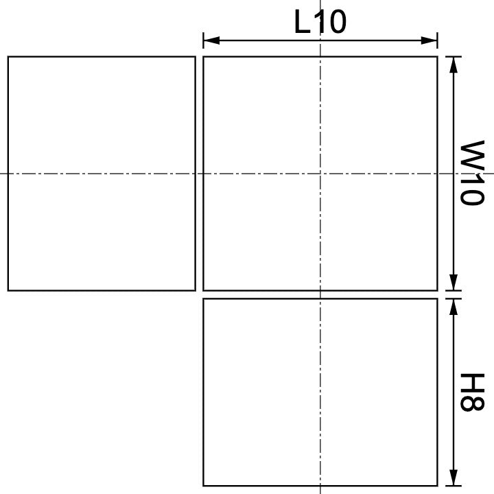 Neodymium Block Magnet 10mm X 10mm X 8mm Drawing