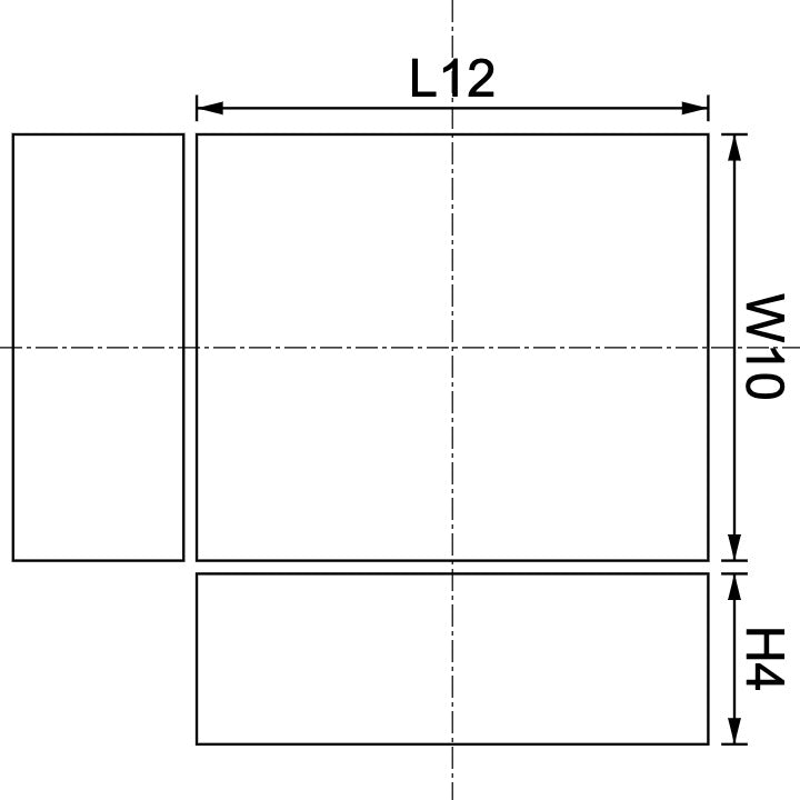 Neodymium Block Magnet 12mm X 10mm X 4mm Drawing