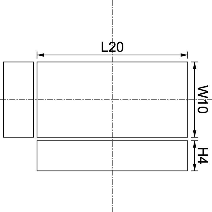 Neodymium Block Magnet 20mm X 10mm X 4mm Drawing