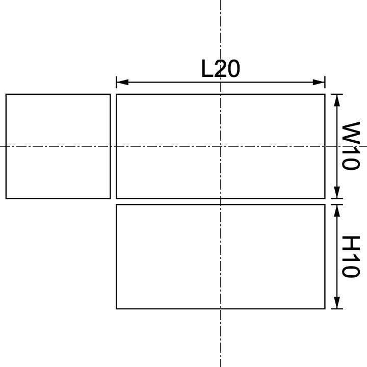 Neodymium Block Magnet 20mm X 10mm X 10mm Drawing