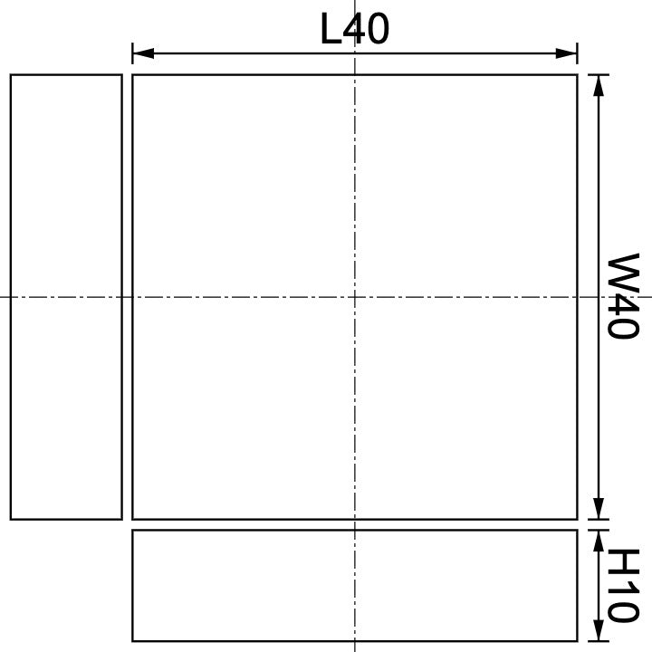 Neodymium Block Magnet 40mm x 40mm x 10mm Drawing