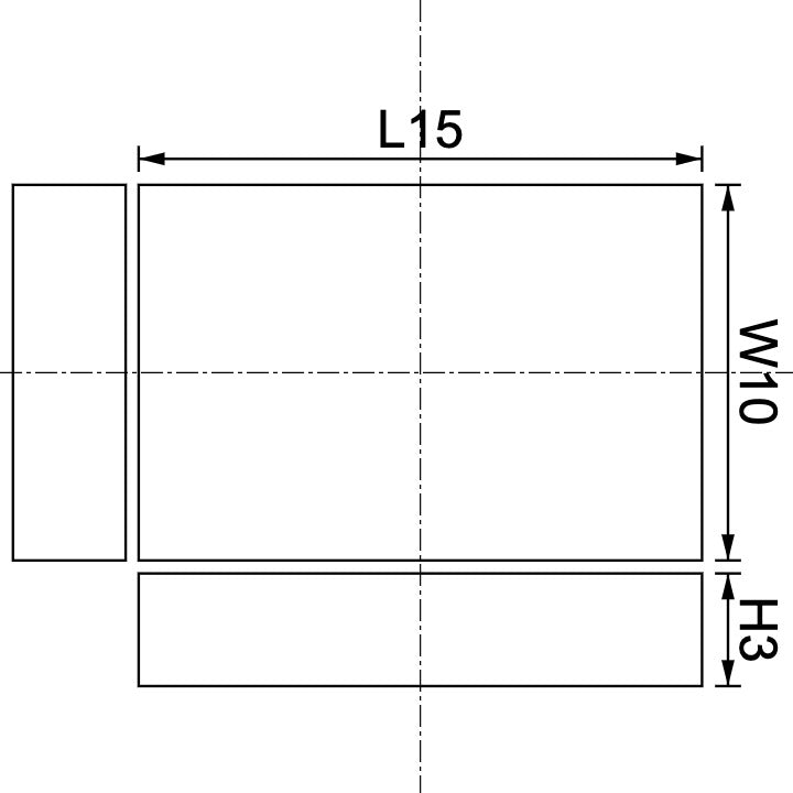 Neodymium Block Magnet 15mm X 10mm X 3mm Drawing