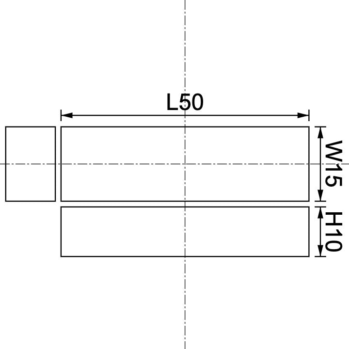 Neodymium Block Magnet 50mm x 15mm x 10mm Drawing