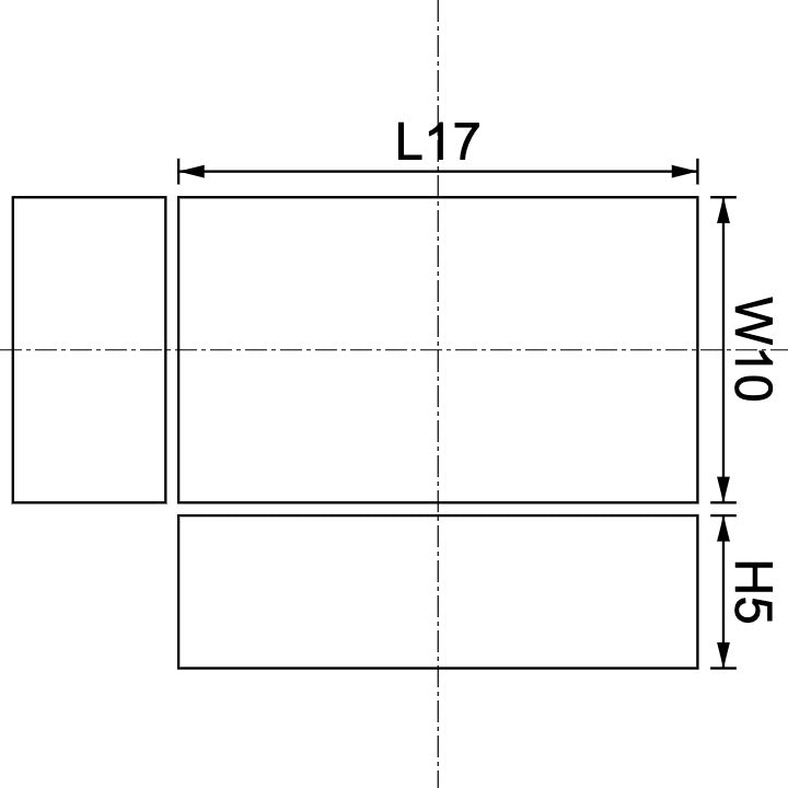 Neodymium Block Magnet 17mm X 10mm X 5mm Drawing