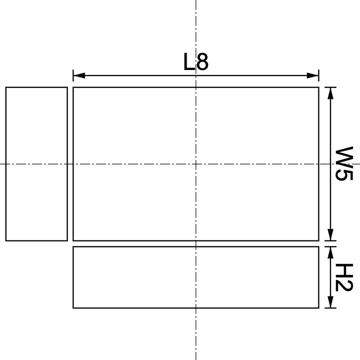 Neodymium Block Magnet 8mm X 5mm X 2mm Drawing