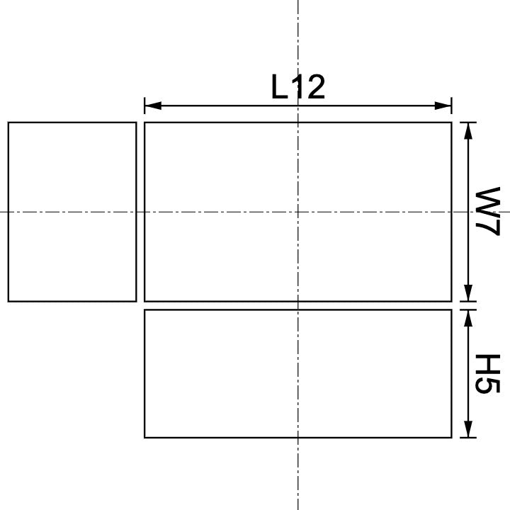 Neodymium Block Magnet 12mm X 7mm X 5mm Drawing