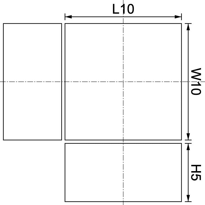 Neodymium Block Magnet 10mm X 10mm X 5mm Drawing