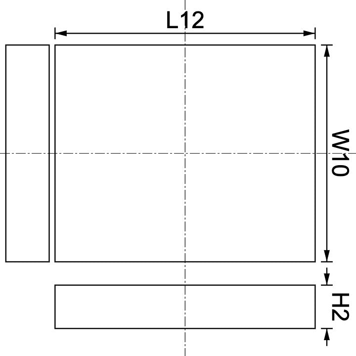 Neodymium Block Magnet 12mm X 10mm X 2mm Drawing