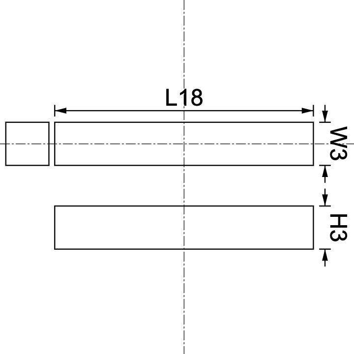 Neodymium Block Magnet 18mm X 3mm X 3mm Drawing