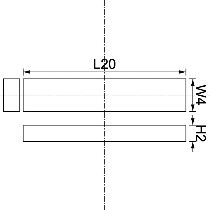 Neodymium Block Magnet 20mm X 4mm X 2mm Drawing