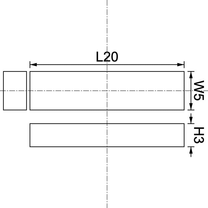 Neodymium Block Magnet 20mm X 5mm X 3mm Drawing