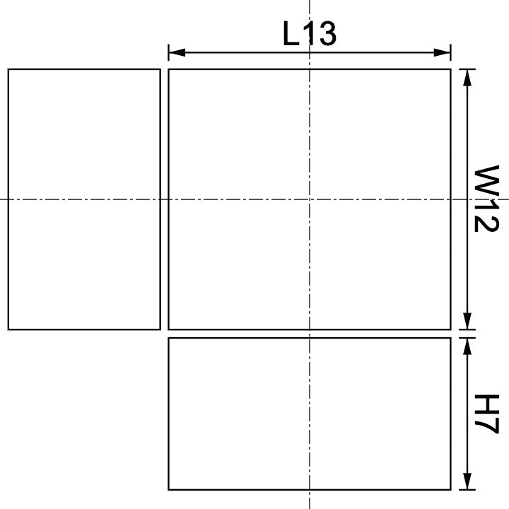 Neodymium Block Magnet 13mm X 12mm X 7mm Drawing