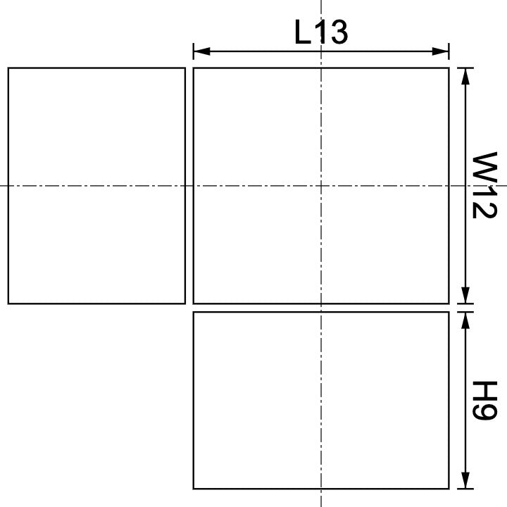 Neodymium Block Magnet 13mm x 12mm x 9mm Drawing