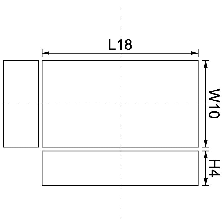 Neodymium Block Magnet 18mm X 10mm X 4mm Drawing