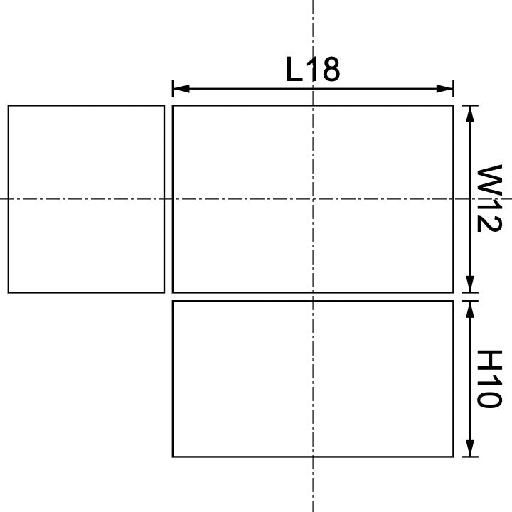 Neodymium Block Magnet 18mm X 12mm X 10mm Drawing