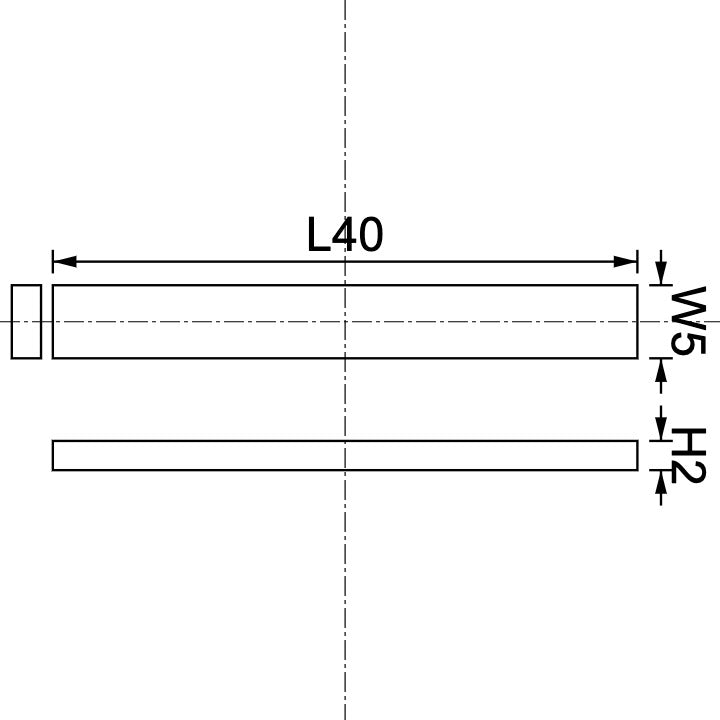 Neodymium Block Magnet 40mm X 5mm X 2mm Drawing