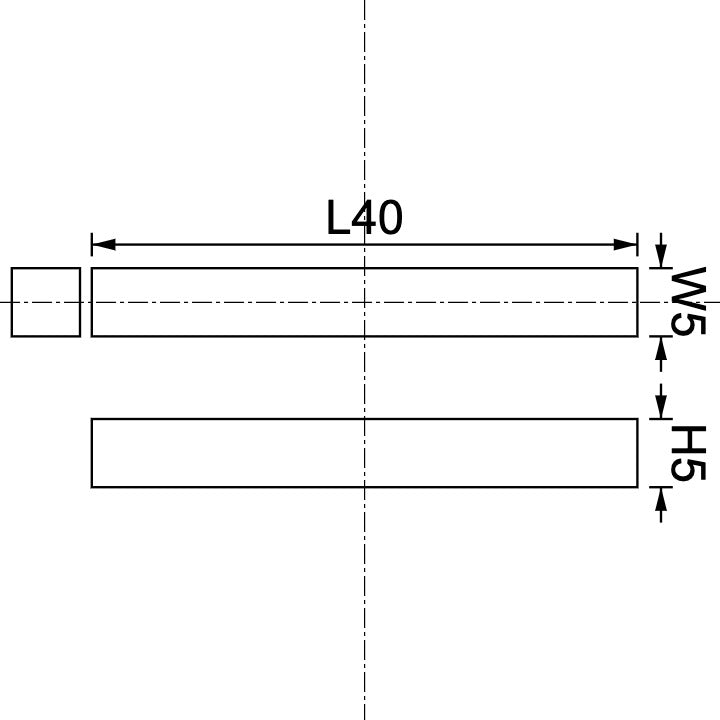 Neodymium Block Magnet 40mm X 5mm X 5mm Drawing