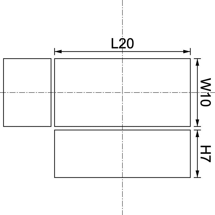 Neodymium Block Magnet 20mm X 10mm X 7mm Drawing