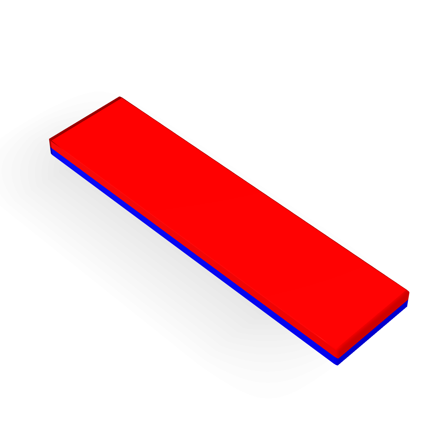 Neodymium Block Magnet 40mm X 10mm X 2mm Polarity