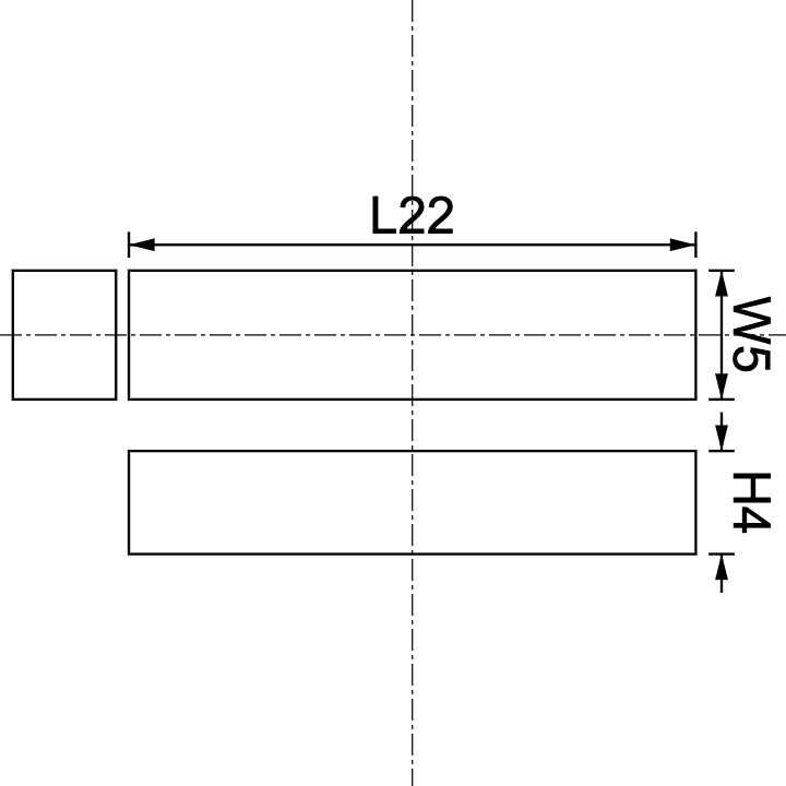 Neodymium Block Magnet 22mm X 5mm X 4mm Drawing