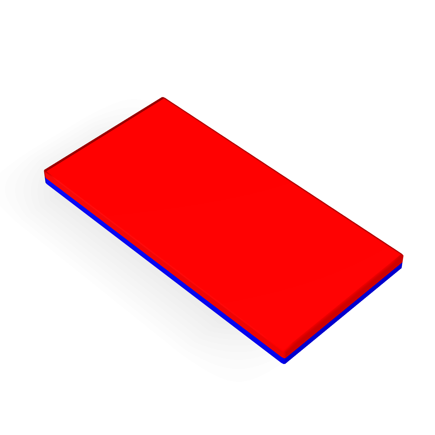 Neodymium Block Magnet 40mm X 20mm X 2mm Polarity