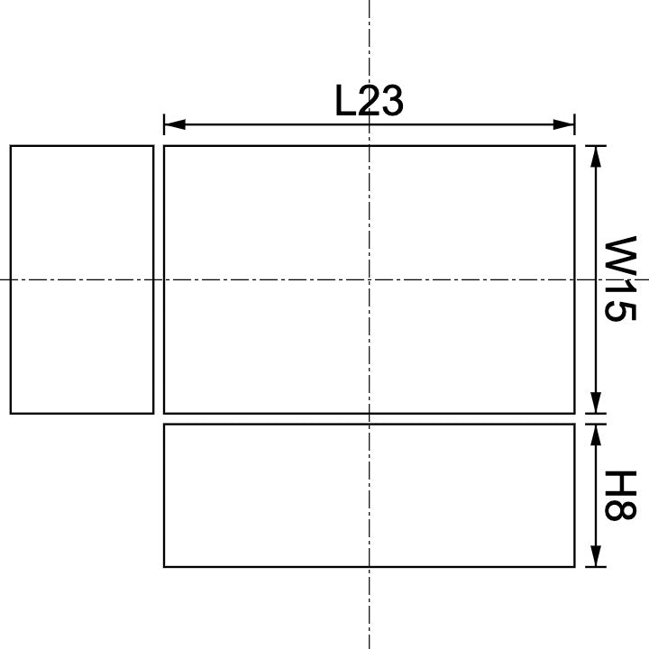 Neodymium Magnet Square 23mm x 15mm x 8mm Drawing