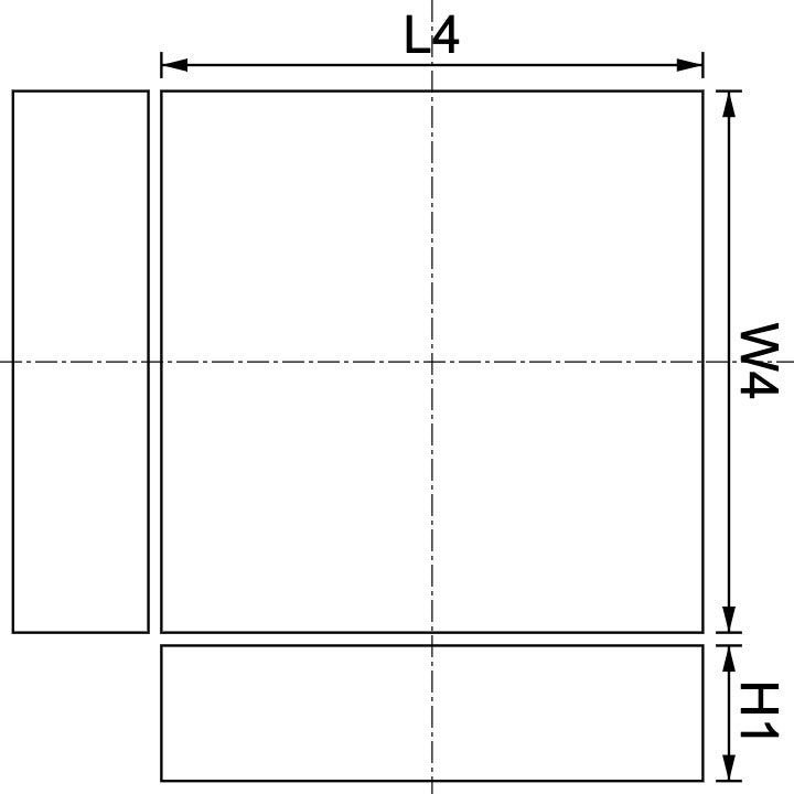 Neodymium Block Magnet 4mm X 4mm X 1mm Drawing