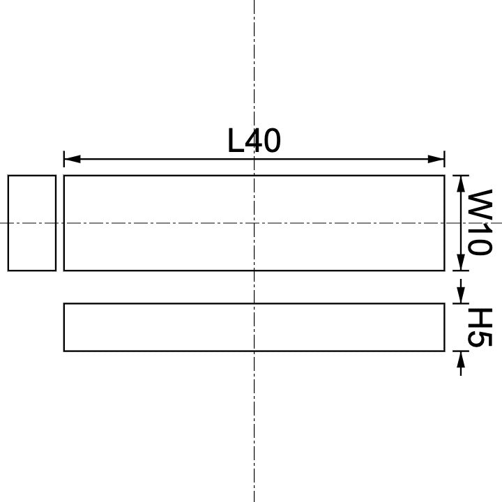 Neodymium Block Magnet 40mm X 10mm X 5mm Drawing