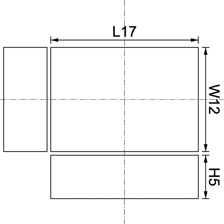 Neodymium Block Magnet 17mm X 12mm X 5mm Drawing