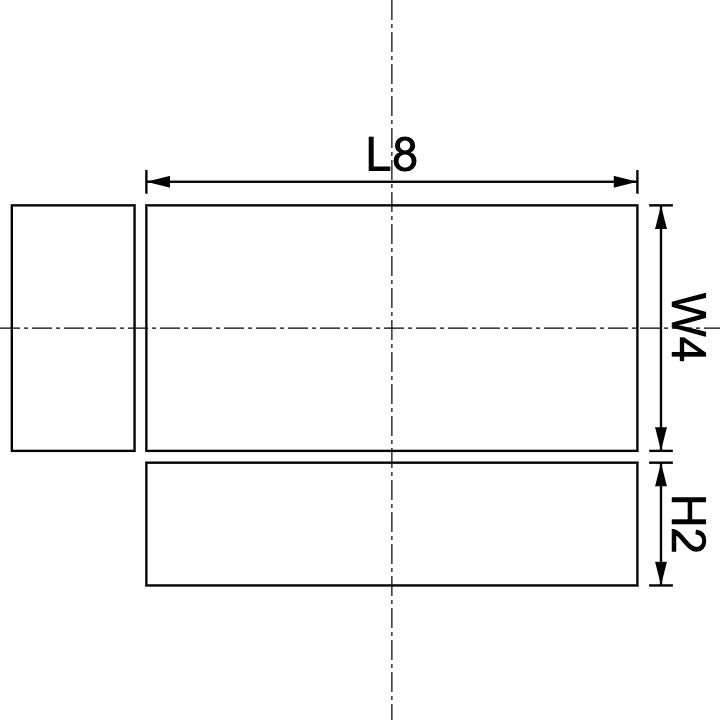 Neodymium Block Magnet 8mm X 4mm X 2mm Drawing