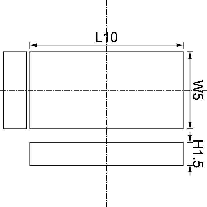 Neodymium Block Magnet 10mm X 5mm X 1.5mm Drawing