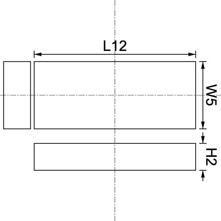 Neodymium Block Magnet 12mm X 5mm X 2mm Drawing