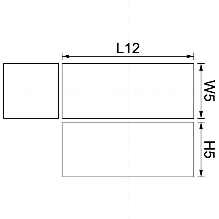 Neodymium Block Magnet 12mm X 5mm X 5mm Drawing